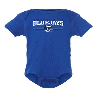 CornBorn Creighton Bluejays Infant Onesie - Bluejays 3 Stripe Primary Logo - Royal Blue - 6M