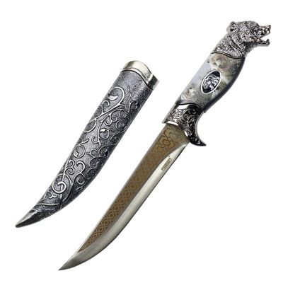 DEFENDER XTREME 12" Bear Head Stainless Steel Blade Fantasy Dagger With Plastic Sheath