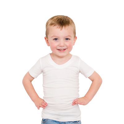 Fun and Function V-Neck Hug Tee - Gentle Compression Shirt for Kids - Short Sleeve Sensory Shirt for Boys & Girls with Sensory Needs - Small - White