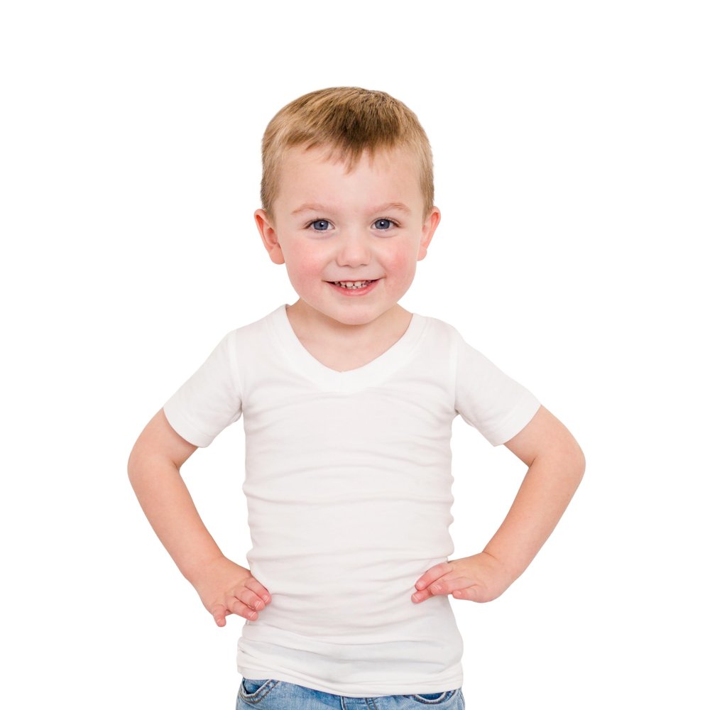 Fun and Function V-Neck Hug Tee - Gentle Compression Shirt for Kids - Short Sleeve Sensory Shirt for Boys & Girls with Sensory Needs - Small - White