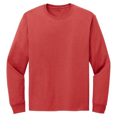 DRIEQUIP Men's Cotton Blend Moisture Wicking Long Sleeve Tees-M-TrueRed