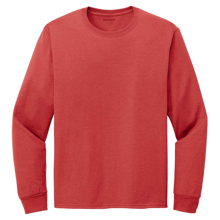 DRIEQUIP Men's Cotton Blend Moisture Wicking Long Sleeve Tees-M-TrueRed