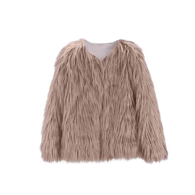 Ikevan 2-10 Years Kids Baby Girls Long Sleeve Furry Coat Faux Fur Coat Jacket Winter Thick Warm Fleece Coat Outwear Khaki