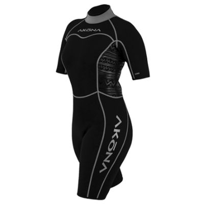 AKONA Women's 2.5mm Back Zipper Shorty Wetsuit. Scuba, Snorkeling, Paddle Boarding, Kayaking, Surfing - Grey, 11