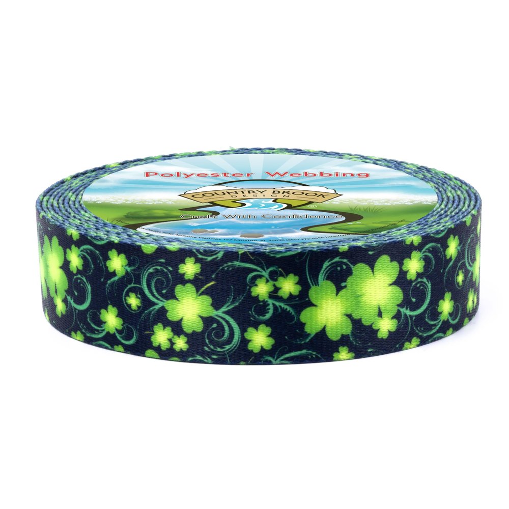 Country Brook Design - Clovers in The Wind Polyester Webbing (1 1/2 Inch, 20 Yards)