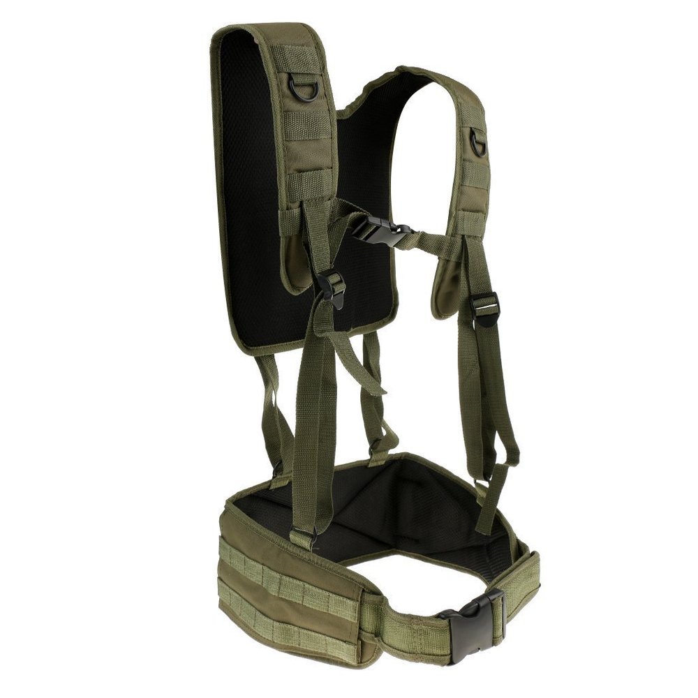 SGerste Adjustable Hunting Molle Style Vest with Battle Belt, Harness Shoulder Battle Belt Suspender Molle Hunting Vest
