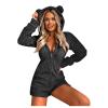 tuduoms Women's Cute Sherpa Lamb Romper One Piece Adult Bear Costume Winiter Fleece Onesie Pajama Hooded Jumpsuit Sleepwear view 1