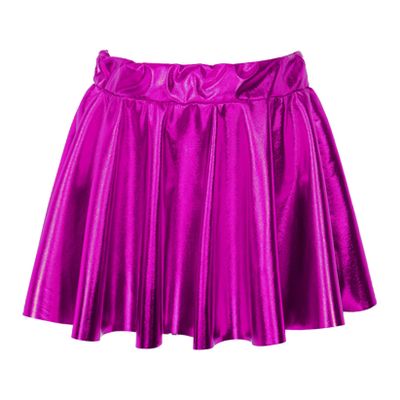 VernLan Girl's Metallic Skater Skort Dance Athletic Shiny Pleated A-Line Mini Scooter Skirt for Cheerleading Performance Pink A 15-16 Years