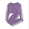 Meikulo Crop Tops for Teen Girls Hoodies Two Piece Outfits Tracksuit Activewear Kids Cute Long Sleeve Sweatshirts Sweatpants Purple, 5-6 Years view 1