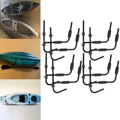 TC-Home Wall Mounted Kayak Rack Storage Folding Hanger Kayak Ladder Kayak Holder Indoor Outdoor (Black * 4 Pairs)