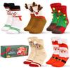 Gofriipai 5 Pairs Fuzzy Christmas Socks for Women Girls with Box, Stocking Stuffers, Cute Fun Soft Thick Cozy Fluffy Winter Warm Slipper Xmas Holiday Socks view 1