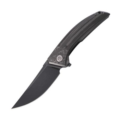 Petrified fish PFP05 Deepsea, 3.66 Folding Knife, K110 Steel Blade, Carbon fiber Handle Flipper Liner Folding Knife for Outdoor. (Black Stonewashed)