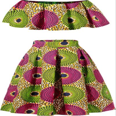 SHENBOLEN Women African Print Skirts Ankara Floral Top Set 2 Piece (Large,C)