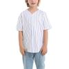 Mowbeat Boys Baseball Jersey Stripe Kids Girls Hip Hop T Shirts Short Sleeve Button Down Sport Jersey Shirt view 1