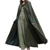 Women Winter Long Cape Coat Renaissance Victorian Jacket Cloak Hood Vintage Casual Robes Cosplay Halloween Costume Army Green view 3