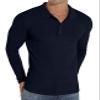 Askdeer Men's Polo Shirts Long Sleeve Slim Fit Casual Shirts Classic Stretch Polo T Shirt Golf Shirts Navy Blue view 1