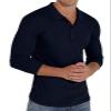 Askdeer Men's Polo Shirts Long Sleeve Slim Fit Casual Shirts Classic Stretch Polo T Shirt Golf Shirts Navy Blue view 2