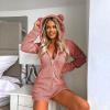 tuduoms Sherpa Lamb One Piece Adult Farm Animal Costume Women's Cute Bear Romper Winiter Fleece Onesie Pajama Hooded Jumpsuit view 2