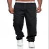 THWEI Mens Cargo Pants Casual Drawstring Athletic Jogger Sports Outdoor Trousers Black 3XL view 2