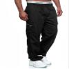 THWEI Mens Cargo Pants Casual Drawstring Athletic Jogger Sports Outdoor Trousers Black 3XL view 3