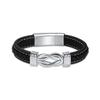 mingkejw Infinity Knot Urn Bracelet for Ashes Cremation Jewelry for Men Memorial Braided Leather Bracelets Ash Hold for Human Pets Keepsake Jewelry for Loved Ones with Fill Tool,Silver 20cm view 1