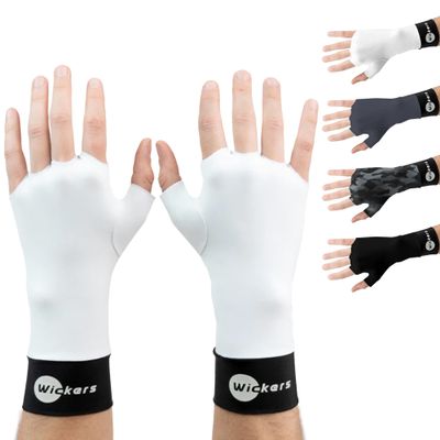 Wickers Fingerless Athletic Gloves Liners (Small, White) - Lacrosse Glove Liner, Ski Gloves for Winter, Snow Sports Glove Liners for Men, Thin Thermal Liner for Field Hockey, Pickleball, and Golf