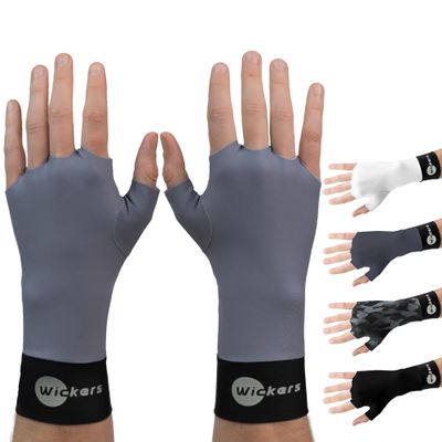 Wickers Fingerless Athletic Gloves Liners (Small, Gray) - Lacrosse Glove Liner, Ski Gloves for Winter, Snow Sports Glove Liners for Men, Thin Thermal Liner for Field Hockey, Pickleball, and Golf