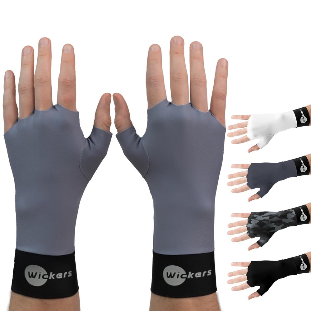 Wickers Fingerless Athletic Gloves Liners (Small, Gray) - Lacrosse Glove Liner, Ski Gloves for Winter, Snow Sports Glove Liners for Men, Thin Thermal Liner for Field Hockey, Pickleball, and Golf