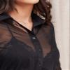 Regular Sleeve Sheer Mesh Shirt Without Bra women's long sleeve shirt view 3