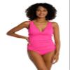 La Blanca Women's Island Goddess Over The Shoulder Twist Front Tankini Swimsuit Top, Pop Pink, 14 view 1