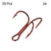 PATIKIL 2# Treble Fish Hooks, 20 Pack 1.02" L Carbon Steel Sharp Round Bend Hook Triple Barbed Hook for Freshwater Saltwater, Red view 3