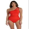 La Blanca Womens Island Goddess One Shoulder Keyhole Tankini Swimsuit Bikini Top, Cherry view 4