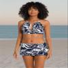 La Blanca Women's High Neck Midkini Swimsuit Top, Indigo//at The Playa, 6 view 4