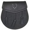 ARAW Scottish Leather Day Sporran Bag with Stag Head badge and 3 Tassels