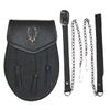 ARAW Scottish Leather Day Sporran Bag with Stag Head badge and 3 Tassels view 2