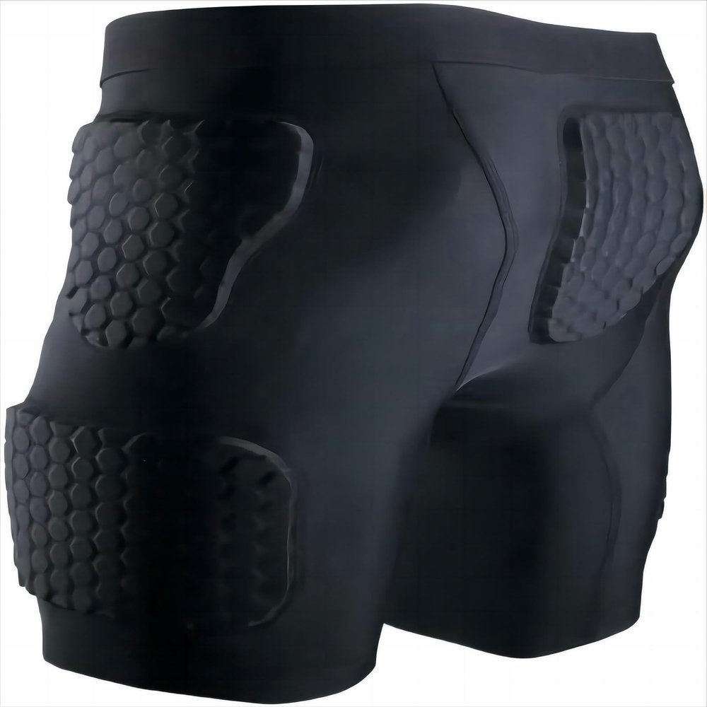 Padded Compression Shorts Padded Football Girdle Hip and Football Girdle for Men Thigh Protector for Basketball ice Skating Rugby Soccer Hockey - L