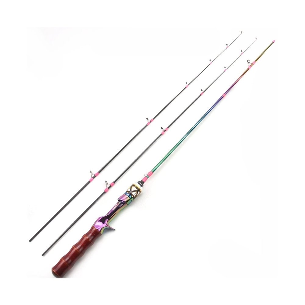 moisture Reel and Fishing Rod Combo 1.68m Carbon Ul Spinning Rod Slow Soft Wooden Handle Casting Rods Ultra Light Lure Fishing Rod Solid 2 Tips Colorful Trout Rod Fishing Rod (Color : D)