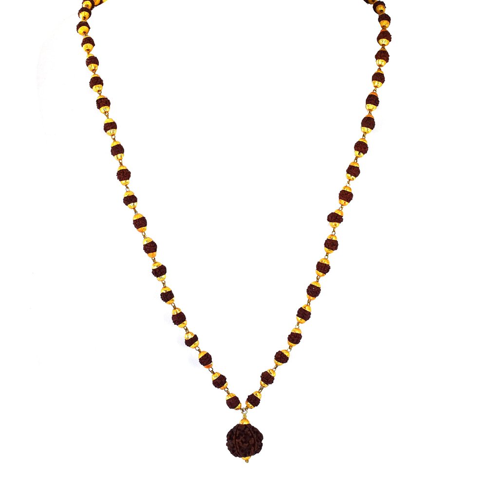 Skyjewels Certified 5 Mukhi Rudraksha 54 Beads,Japa Mala Rudraksha Mala, Yoga Mala Beads