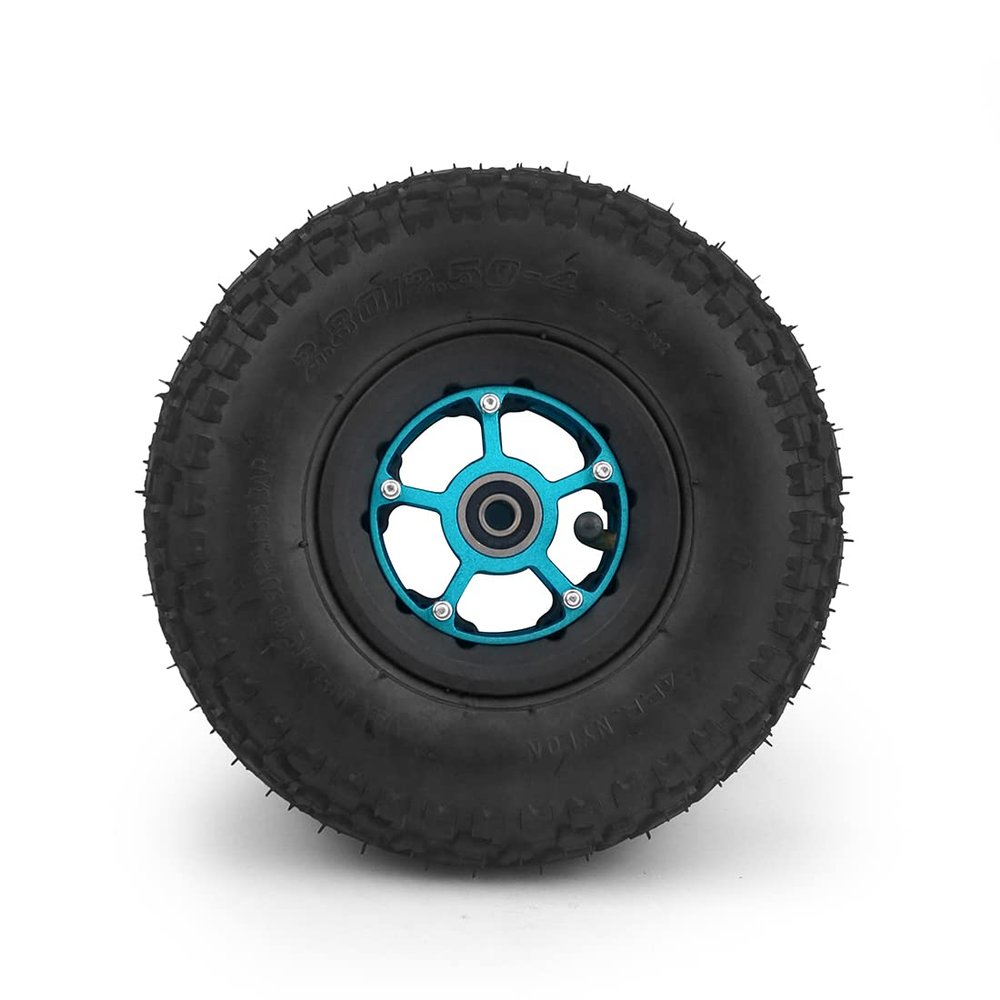 L-faster Lightweight 9 Inch Hollowed-Out Wheel 2.80/2.50-4 Pneumatic Off-Road Tyre Alloy Hub Axle Hole 8mm 10mm for Mountain Skateboard(8mm Bearing)