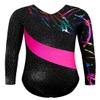 HOZIY Long Sleeve Leotards for Toddler Girls Kids Black 2t 3t 2t-3t 2/3 Year Old Colorful Ribbon Hot Pink Stripe Sparkle Shiny Fall Winter Dance Clothing Clothes Apparel view 1