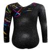 HOZIY Long Sleeve Leotards for Toddler Girls Kids Black 2t 3t 2t-3t 2/3 Year Old Colorful Ribbon Hot Pink Stripe Sparkle Shiny Fall Winter Dance Clothing Clothes Apparel view 2