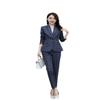 Women's Casual Plaid Two Piece Office Jacket Set Pencil Spring and Autumn Blue L view 1