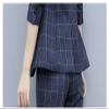 Women's Casual Plaid Two Piece Office Jacket Set Pencil Spring and Autumn Blue L view 4
