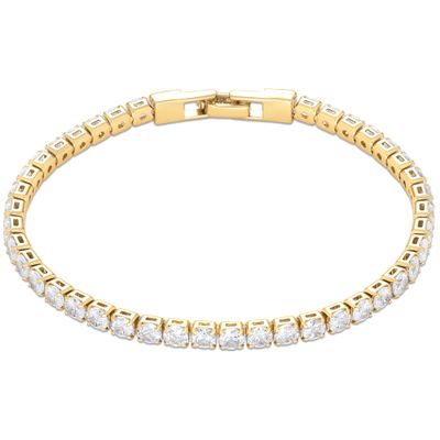 Amazon Essentials Cubic Zirconia Tennis Bracelet for Women, 14K Gold Plated, Sparkly Dainty, 7.5
