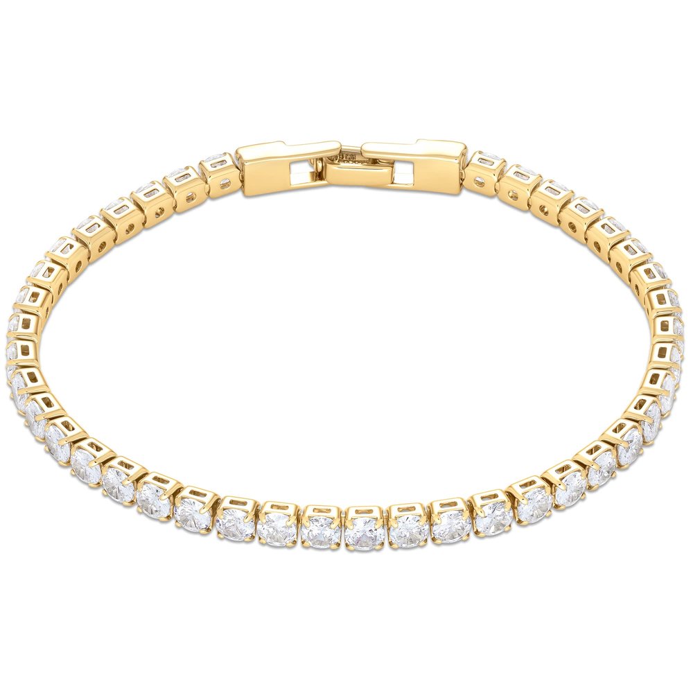 Amazon Essentials Cubic Zirconia Tennis Bracelet for Women, 14K Gold Plated, Sparkly Dainty, 7.5