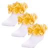 Dicry Baby Girls Double Lace Socks with Ripple Cuffs and Big Ruffle for Infants (Gold, 3-6 Months) view 1