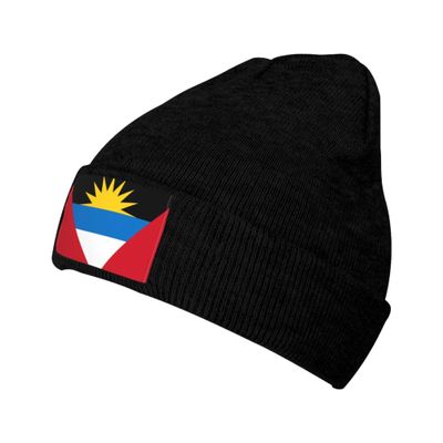 Antigua and Barbuda Flag Winter Knit Beanie Hats for Men & Women Knit Cuffed Cap Toboggan Skull Cap Black
