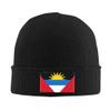 Antigua and Barbuda Flag Winter Knit Beanie Hats for Men & Women Knit Cuffed Cap Toboggan Skull Cap Black view 2
