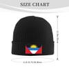 Antigua and Barbuda Flag Winter Knit Beanie Hats for Men & Women Knit Cuffed Cap Toboggan Skull Cap Black view 3