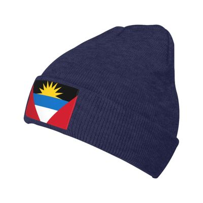 Antigua and Barbuda Flag Winter Knit Beanie Hats for Men & Women Knit Cuffed Cap Toboggan Skull Cap Navy Blue